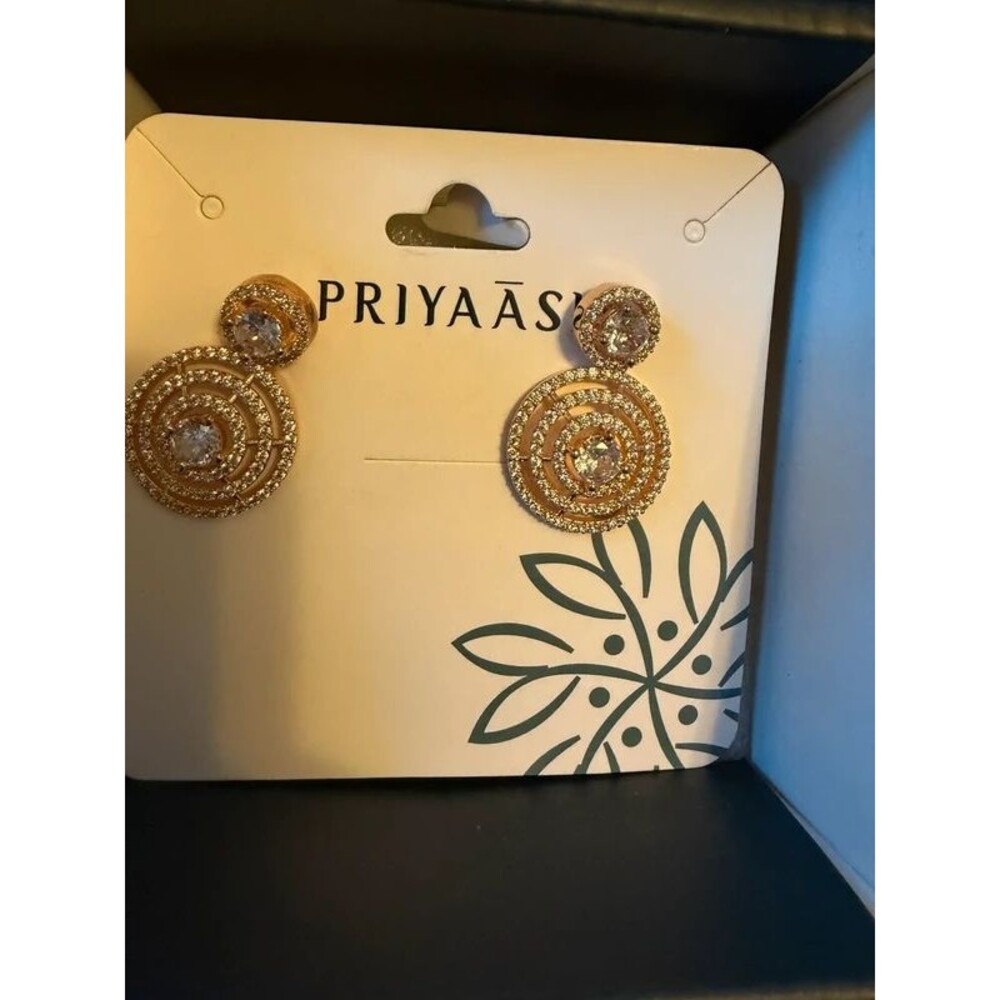 Priyaasi Modern Traditional Jewelry Halo American Diamond Drop Earrings
